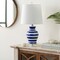 Tiwari Home 21" Blue Glazed Striped Table Lamp with White Drum Shade